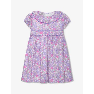 TROTTERS TROTTERS LILAC BETSY BETSY RIC-RAC FLORAL-PRINT RUFFLE-SLEEVE COTTON DRESS 2-11 YEARS