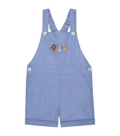 Trotters Kids' Linen-blend Atticus Dungarees In Blue