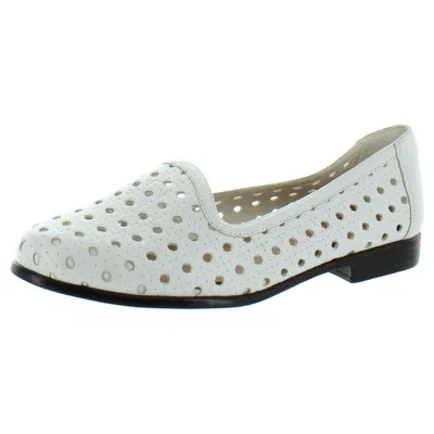 Trotters Liz Womens Open Weave Leather Loafers In White