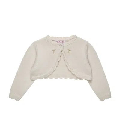 Trotters Kids'  Maria Bow Embroidered Bolero Cardigan In Neutral