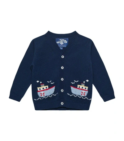 Trotters Matching Tugboat Cardigan (3-24 Months) In Navy