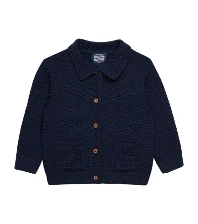 Trotters Kids'  Merino Wool Jamie Cardigan In Blue