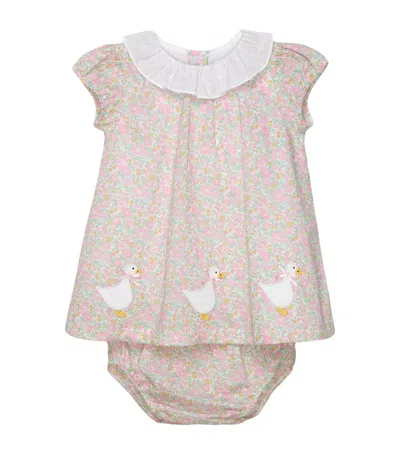 Trotters Kids'  My First Duck Dress And Bloomers Set In Gray