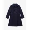 Trotters Wool Double-breasted Coat In Navy