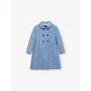Trotters Pale Blue Double-breasted Collared Wool Coat 2-11 Years 10-11 In Pale Blue