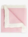 Trotters Pale Pink Openwork Frilled-trim Cashmere Blanket In Pale Pink