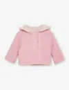 Trotters Pale Pink Teddy Ear-embroidered Wool And Cashmere-blend Coat 1-9 Months In Pale Pink