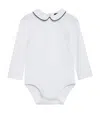 Trotters Piped-collar Milo Bodysuit In White