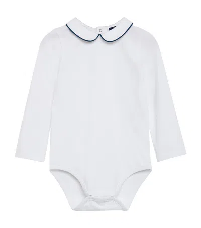 Trotters Kids' Piped-collar Milo Bodysuit In White