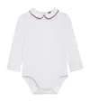 Trotters Piped-detail Milo Bodysuit In White