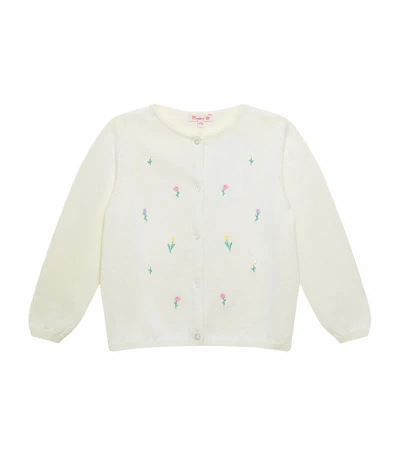 Trotters Kids' Pretty Floral Cardigan (6-11 Years) In Ivory