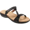 Trotters Womens Strappy Slide Sandals In Black Leather