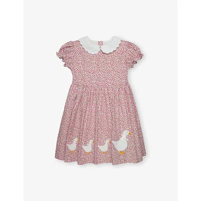 Trotters Kids' Red Cherry Ditsy Ditsy Cherry Duck Cotton Dress 3 In Multi