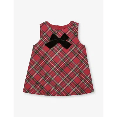 Trotters Kids' Red Tartan Georgina Tartan Cotton Dress 3-24