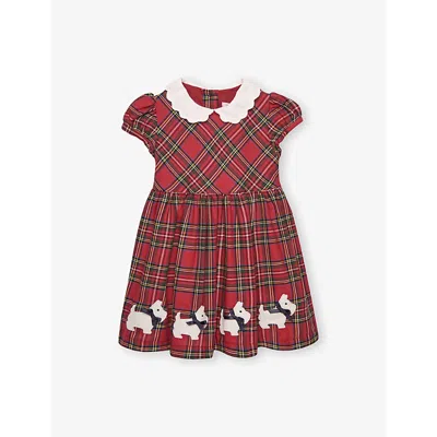 Trotters Kids' Red Tartan Scottie Tartan Cotton Dress 3-24