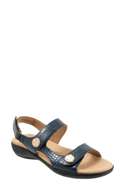 Trotters Romi Croco Slingback Sandal In Navy