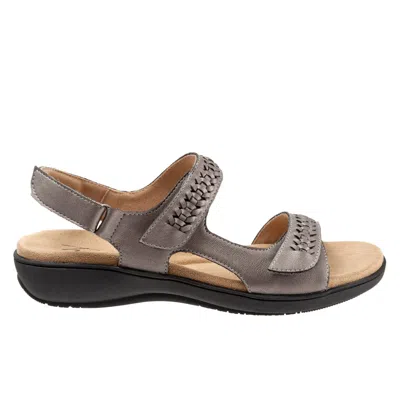 Trotters Romi Woven T2232-043 Sandals Womens 9.5 Gray Leather Slingback Khd1979