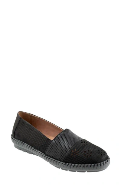 Trotters Ruby Perforated Loafer In Black Nubuck