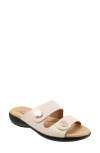 Trotters Ruthie Croc Embossed Slide Sandal In Ivory