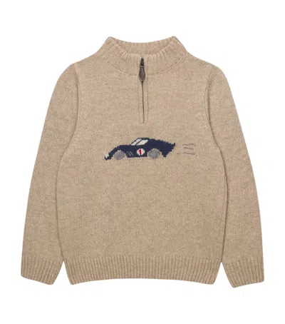 Trotters Kids' Sebastian Half-zip Sweater In Brown
