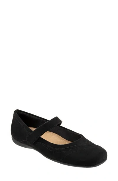 Trotters Sherese Mary Jane Flat In Black Suede
