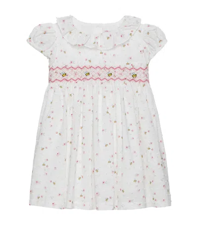 Trotters Kids' Smocked Bee Dress In White
