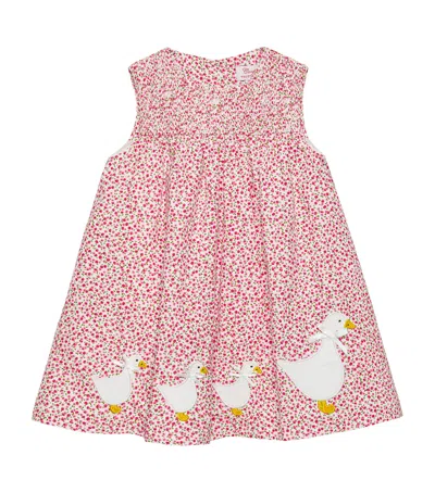 Trotters Kids' Smocked Cherry Duck Dress In Red