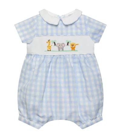 Trotters Babies' Smocked Safari Playsuit (0-9 Months) In Blue