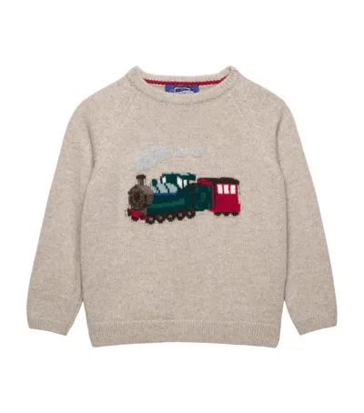 Trotters Kids' Steam Train Sweater In Neutral
