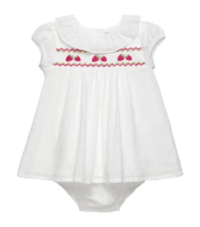 Trotters Kids' Strawberry My First Smocked Dress In White