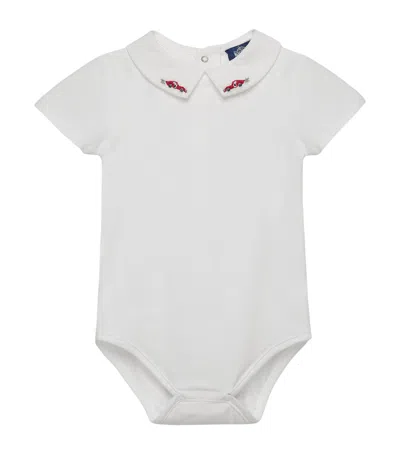 Trotters Kids'  Stretch-cotton Car Bodysuit In White