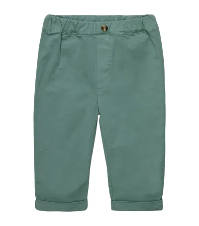 Trotters Kids'  Stretch-cotton Jacob Trousers In Green