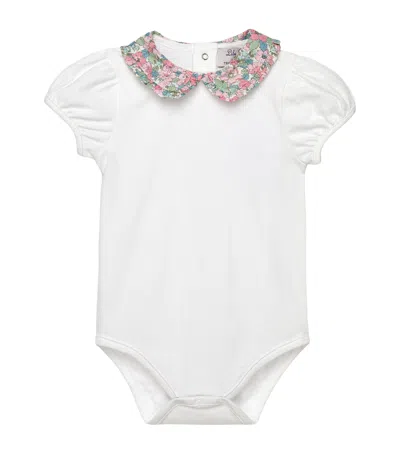Trotters Kids'  Stretch-cotton Liberty Print Collar Bodysuit In Pink