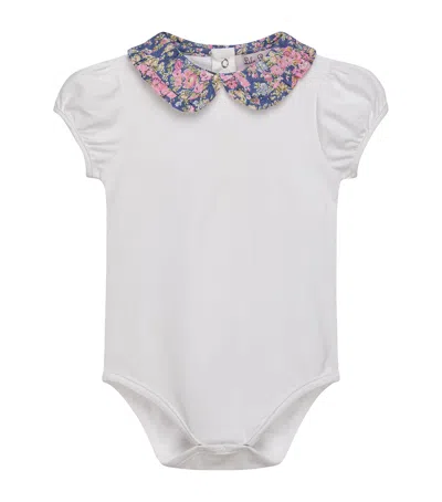 Trotters Kids'  Stretch-cotton Liberty Print Collar Bodysuit In White