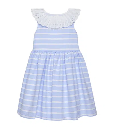TROTTERS STRIPED BRODERIE-COLLAR DRESS