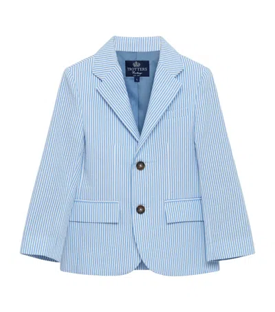 Trotters Kids' Sebastian Striped Cotton Blazer 2-11 Years In Pale Blue Stripe