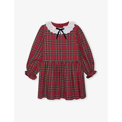 Trotters Girls Red Tartan Kids Charlotte Tartan Cotton Dress