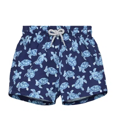 Trotters Kids'  Turtle Print Swim Shorts In Multi