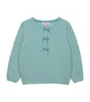 Trotters Velvet Bow Cardigan In Blue