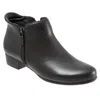 Trotters Major Boot Women's 6 Black Leather Dual Zipper Block Heel Ankle Zpo2448 In Black