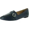 Trotters Womens Buckle Leather Flat Shoes In Navy