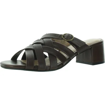 Trotters Womens Woven Leather Mule Sandals In Brown
