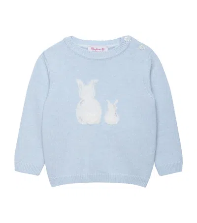 Trotters Kids' Wool-blend Bella Bunny Sweater In Blue