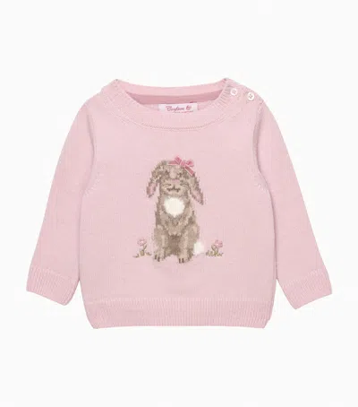 Trotters Kids' Wool-blend Betty Bunny Sweater In Pink