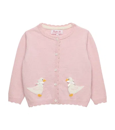 Trotters Kids' Wool-blend Duck Intarsia Cardigan In Multi