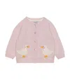 Trotters Wool-blend Duck Intarsia Cardigan In Pink