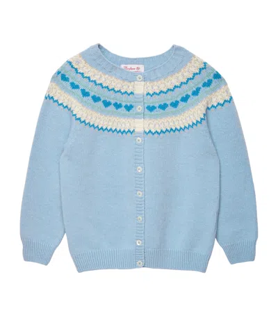 Trotters Kids' Wool-blend Fair Isle Natasha Cardigan In Blue