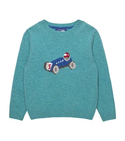 Trotters Kids' Wool-blend Henry Car Sweater In Green