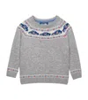 Trotters Wool-blend Sebastian Car Fair Isle Sweater In Gray