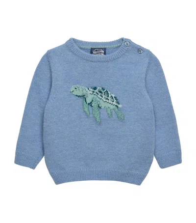 Trotters Kids' Wool-blend Timmy Turtle Sweater In Blue
